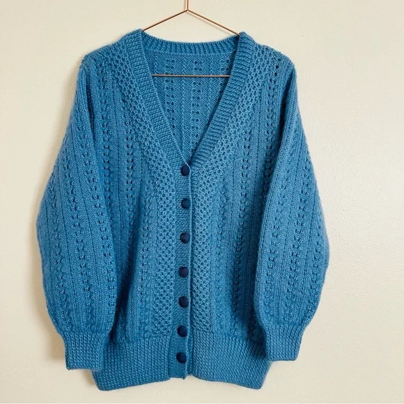 Vintage Cardigan Sweater Hand Knit - Picture 8 of 11